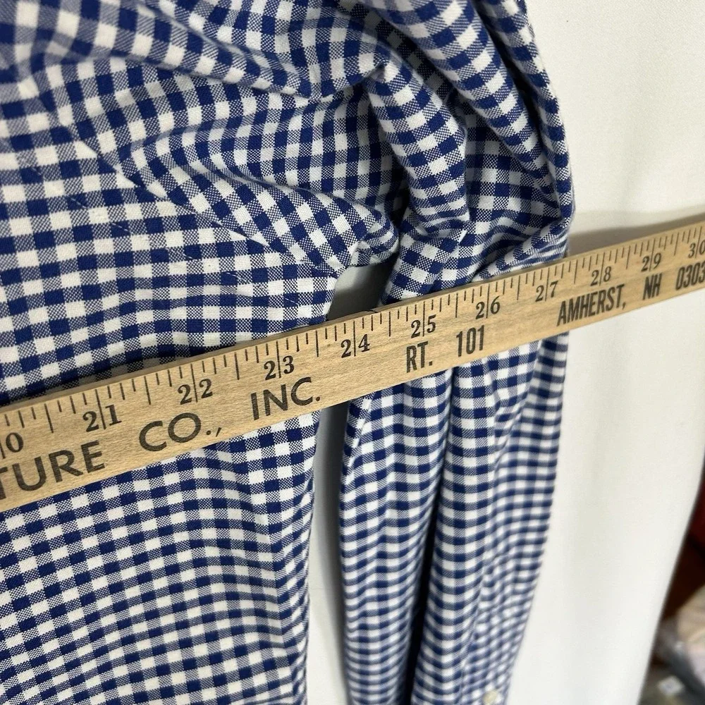Polo Ralph Lauren Shirt Mens L Gingham Check Blue White Heavyweight Button Down